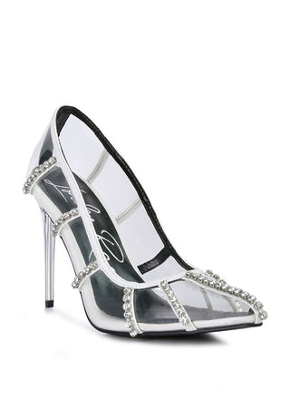 Diamante Clear High Heel Cage Pumps - OB Fashions