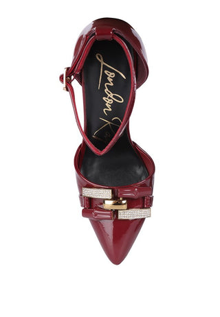 Mocktail Diamante Buckle Patent Stiletto Sandals - OB Fashions