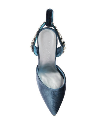 WALLIS Velvet Diamante Tie Up High Heeled Sandals - OB Fashions