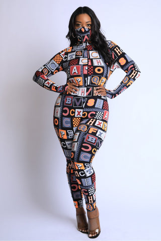Alphabetically Neon Jumpsuit - OB Fashions