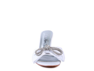 BRAG IN Crystal Bow Satin High Heeled Sandals - OB Fashions