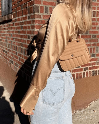 Vegan Leather Quilted Flap Bag - OB Fashions