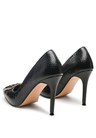 CIRRUS STILETTO CRYSTAL BROOCH PUMPS - OB Fashions