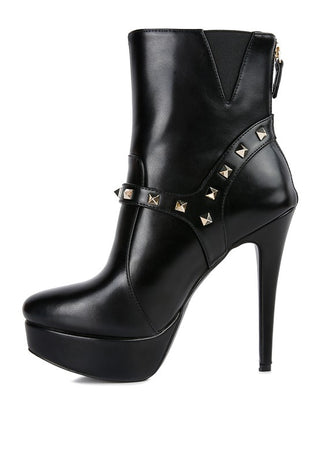 DEJANG Metal Stud faux Leather Ankle Boot - OB Fashions