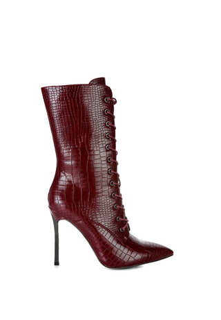 KNOCTURN Croc Textured Over The Ankle Boots - OB Fashions