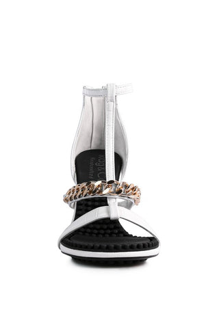 DAKOTA Metal Chain Mid Heel Sandals - OB Fashions