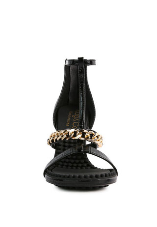 DAKOTA Metal Chain Mid Heel Sandals - OB Fashions