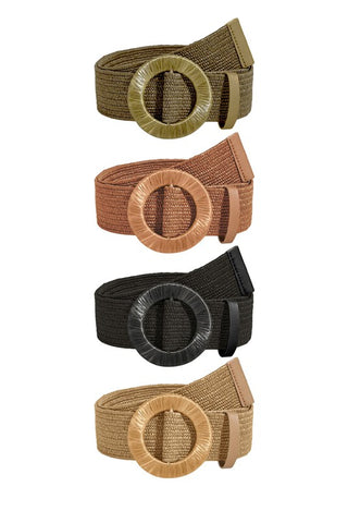 Solid Wide Straw Belt - OB Fashions