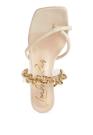 Social Bee Diamante Strap Heeled Sandals - OB Fashions
