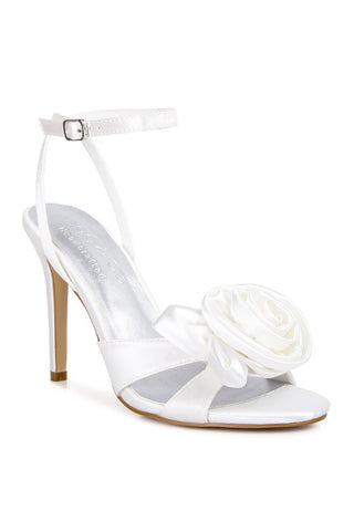 CHAUMET Rose Bow Satin Heeled Sandals - OB Fashions