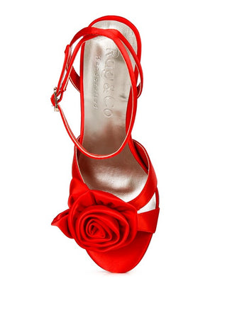 CHAUMET Rose Bow Satin Heeled Sandals - OB Fashions
