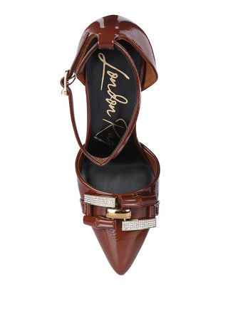 Mocktail Diamante Buckle Patent Stiletto Sandals