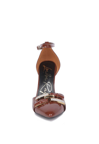 Mocktail Diamante Buckle Patent Stiletto Sandals - OB Fashions