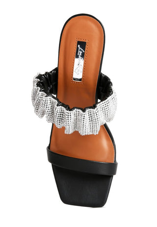 Cherry Blossom Diamante Ruched Strap Sandals - OB Fashions