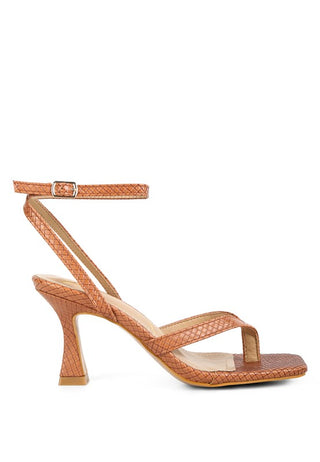 CELTY Ankle Strap Spool Heel Thong Sandals - OB Fashions