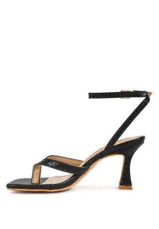 CELTY Ankle Strap Spool Heel Thong Sandals - OB Fashions