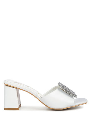 Naflah Rhinestone Embellished Slip On Sandals - OB Fashions