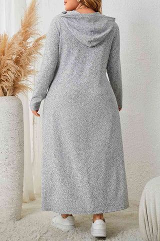 Plus Size Long Sleeve Hooded Maxi Dress - OB Fashions