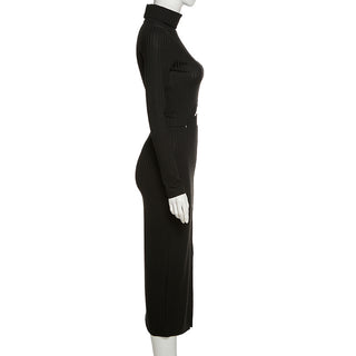 Women's Suit Navel T-Shirt High Waist Split Skirt Suit - OB Fashions
