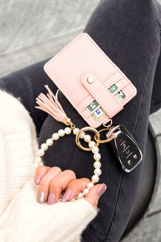 Pearl Key Ring Wallet Bracelet - OB Fashions