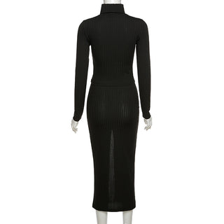 Women's Suit Navel T-Shirt High Waist Split Skirt Suit - OB Fashions