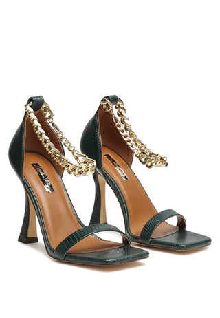 VENUSTA HEEL SANDAL WITH METAL CHAIN IN GOLD - OB Fashions