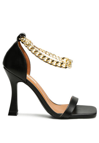 VENUSTA HEEL SANDAL WITH METAL CHAIN IN GOLD - OB Fashions