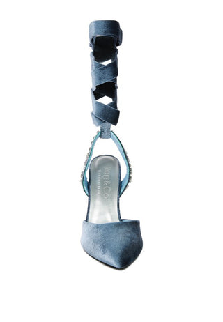 WALLIS Velvet Diamante Tie Up High Heeled Sandals
