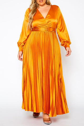 Plus Size Pleated Maxi Flare Dress OB Fashions Plus Size Pleated Maxi Flare Dress OB Fashions