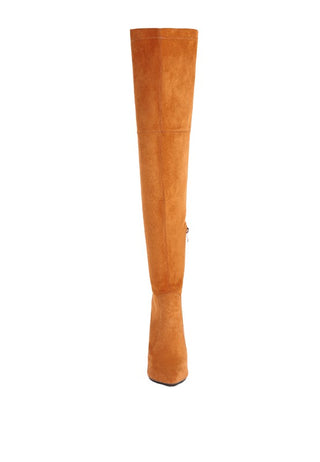 Jaynetts Stretch Suede Micro High Knee Boots