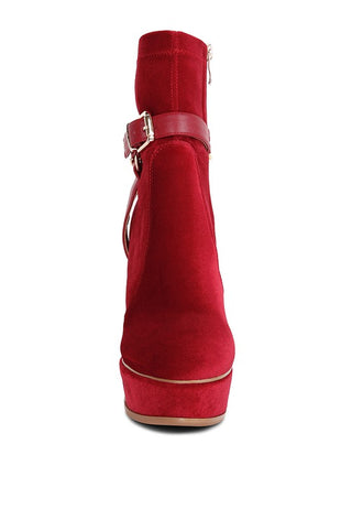 ZEPPELIN High Platform Velvet Ankle Boots - OB Fashions