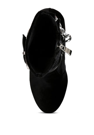 ZEPPELIN High Platform Velvet Ankle Boots - OB Fashions