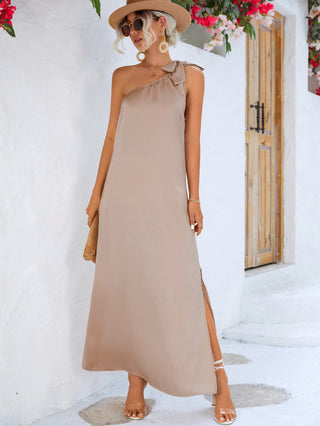 One-Shoulder Slit Maxi Dress OB Fashions One-Shoulder Slit Maxi Dress OB Fashions
