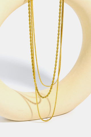 Stainless Steel 18K Gold-Plated Triple Layer Necklace - OB Fashions