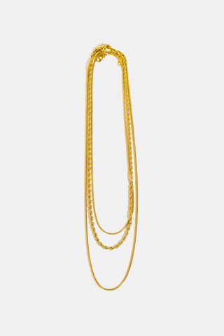 Stainless Steel 18K Gold-Plated Triple Layer Necklace - OB Fashions