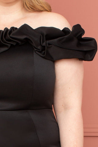 Ruffle Off The Shoulder Plus Size Midi Dress - OB Fashions
