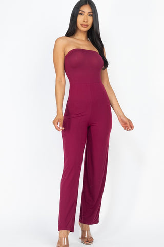 Solid Strapless Jumpsuit - OB Fashions
