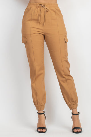 Solid High-rise Pocketed Jogger Pants - OB Fashions