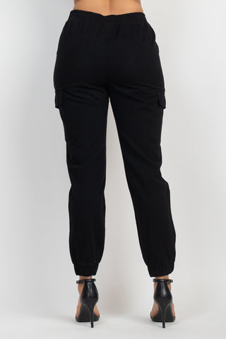 Solid High-rise Pocketed Jogger Pants - OB Fashions