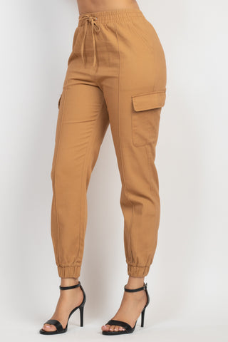 Solid High-rise Pocketed Jogger Pants - OB Fashions