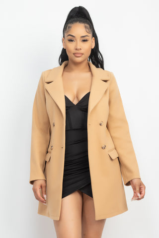 Double-breasted Solid Coat - OB Fashions