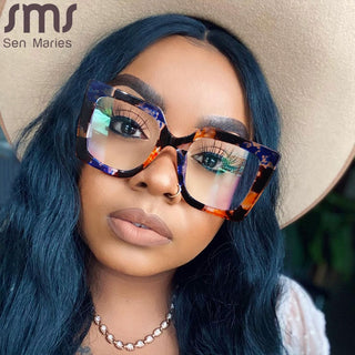 Vintage Glasses Women Men Square Clear Glasses Optical Eyeglasses Frame Transparent Lens Spectacle Frame NOT Anti Blue Light - OB Fashions