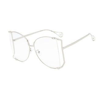 Brand Designer Half Frame Clear Shade oversized Sunglasses - OB Fashions