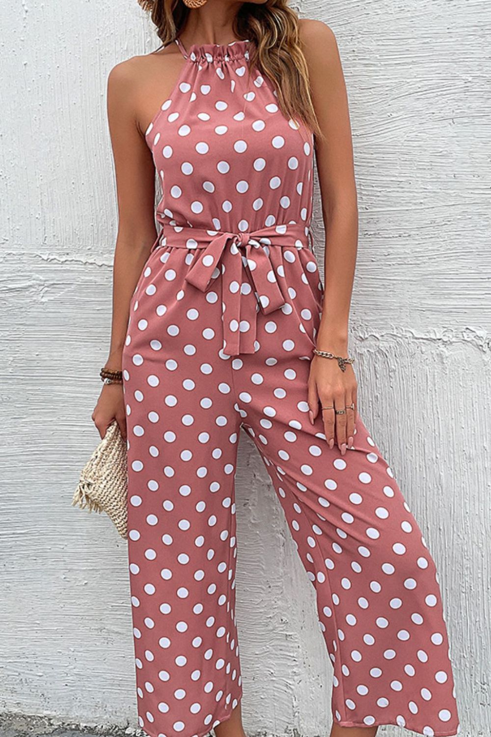 Tied Grecian Wide Leg Jumpsuit