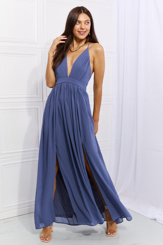 Ontheland Captivating Muse Open Crossback Maxi Dress - OB Fashions